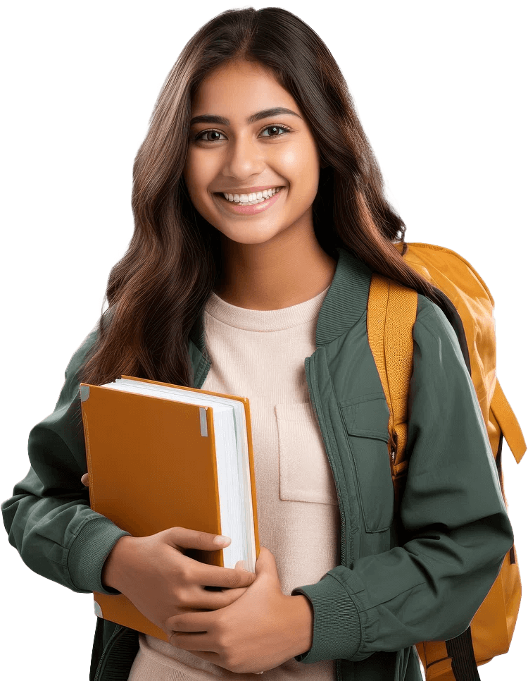 Student holding books